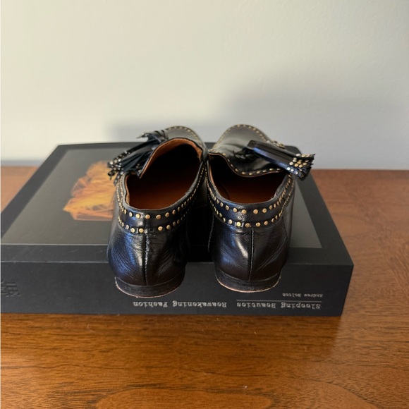 Laurence Bras Black Leather Studded Tassel Loafers 37 - Picture 4 of 8